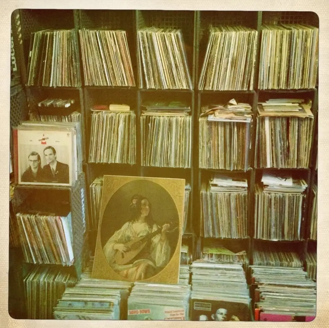 Shelves of vinyl records